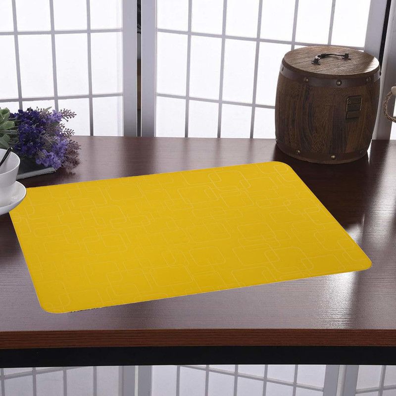 U BUY Rectangular Pack of 6 Table Placemat  (Yellow, PVC)