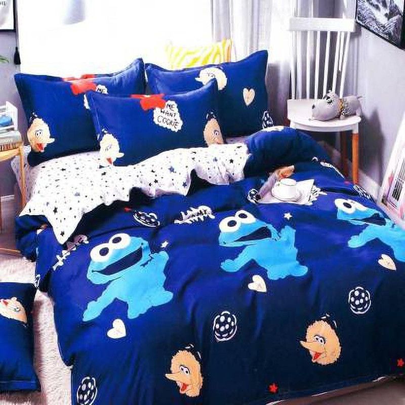 Best&Well 155 TC Polycotton Double Cartoon Flat Bedsheet  (Pack of 1, Blue)
