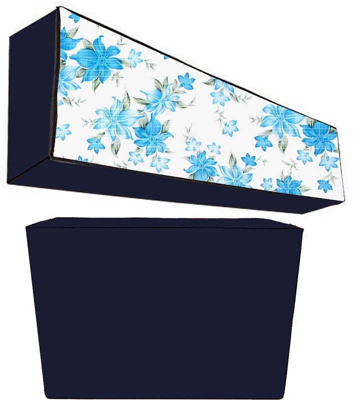 JM Homefurnishings Air Conditioner Cover  (Width: 103 cm, Blue, White)