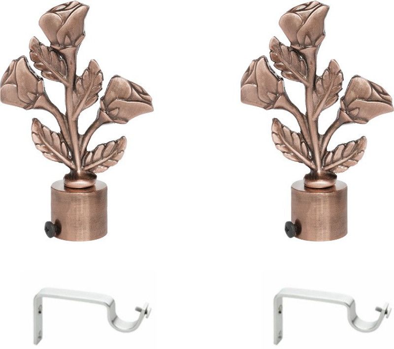 Inkart Brown Curtain Knobs, Rod Rail Bracket Metal  (Pack of 2)