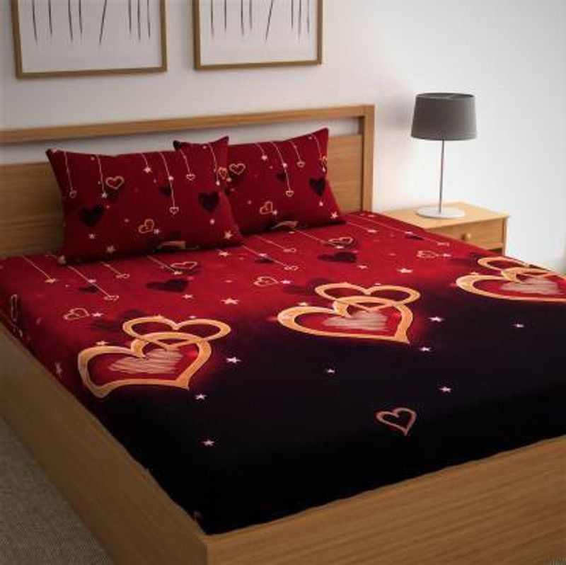 Oshi Jee 224 TC Cotton King Self Design Flat Bedsheet  (Pack of 1, Red)
