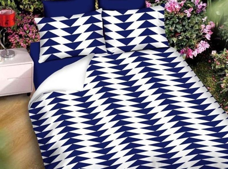 VRINDAVAN TRADING 140 TC Microfiber Double Geometric Flat Bedsheet  (Pack of 1, MULTICOLOR-51)