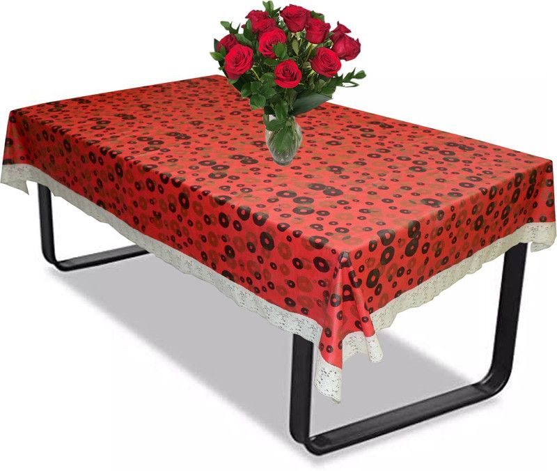 wellhome decor Furnishing Printed 12 Seater Table Cover  (Red, PVC)