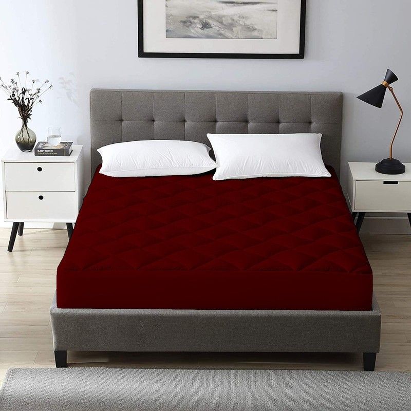 Fitted King Size Mattress Cover  (Maroon)