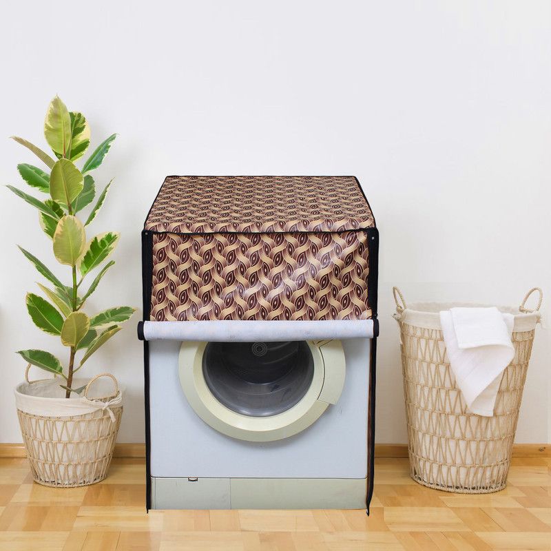 Glassiano Front Loading Washing Machine Cover  (Width: 60.96 cm, Gold, Beige)
