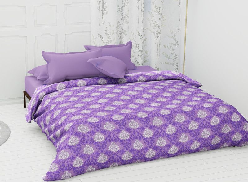 METRO LIVING Floral Single Dohar for Mild Winter  (Cotton, Purple)