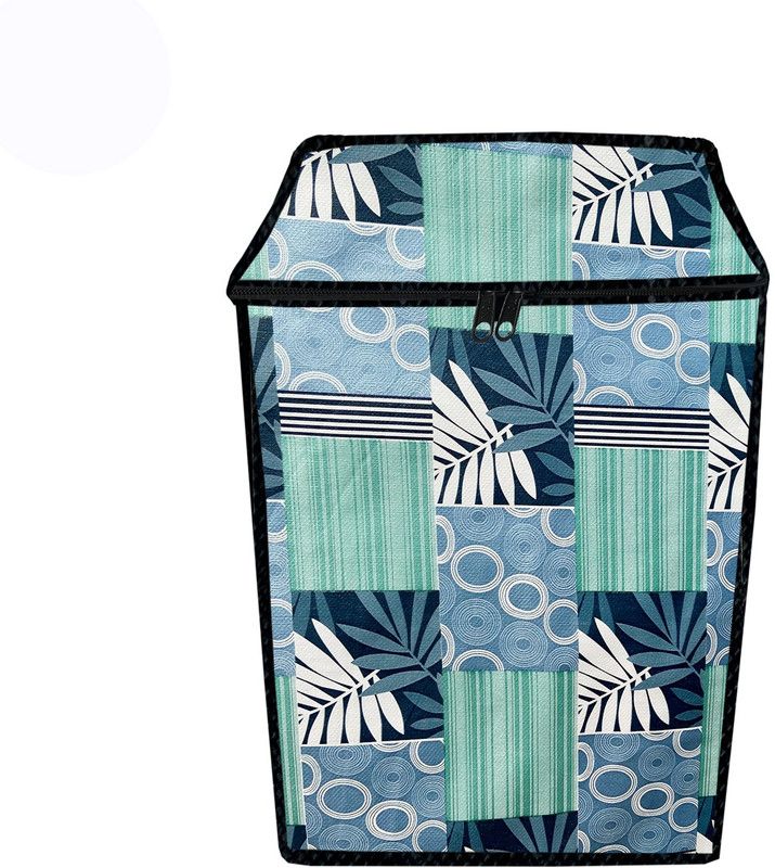 JM Homefurnishings Top Loading Washing Machine Cover  (Width: 67 cm, Ligh Blue, Black)