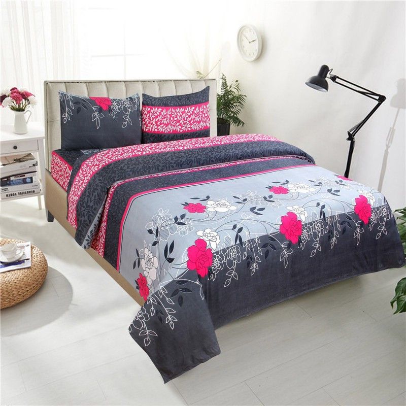 SKHD 144 TC Microfiber Double Floral Flat Bedsheet  (Pack of 1, Multicolor)