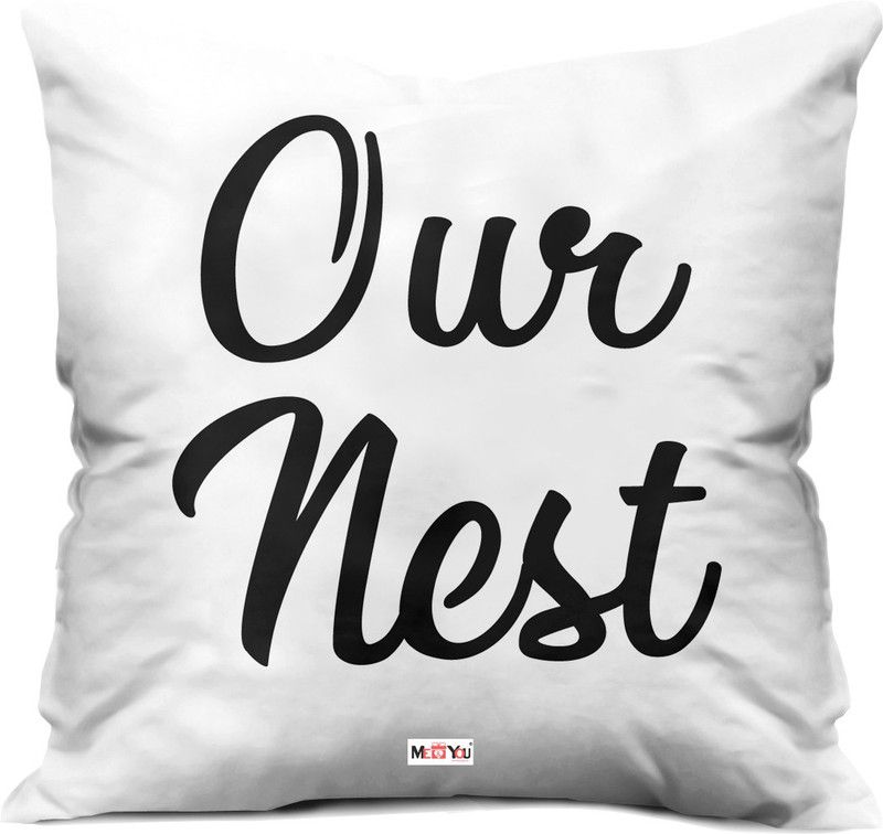 ME&YOU Microfibre Quotes Cushion Pack of 1  (Off White)