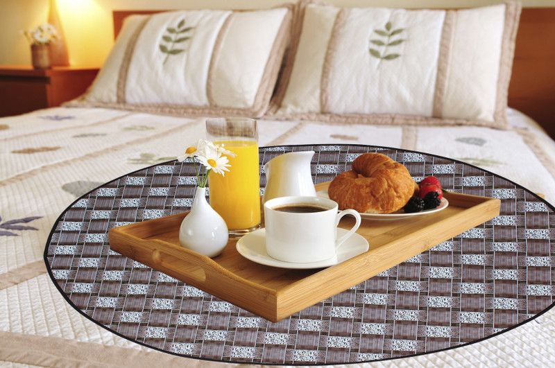 LITHARA Round Pack of 1 Table Placemat  (Brown, Silver, PVC)