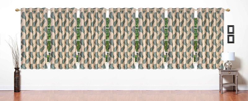 Flossy 152 cm (5 ft) Polyester Semi Transparent Window Curtain (Pack Of 7)  (Abstract, Aqua)
