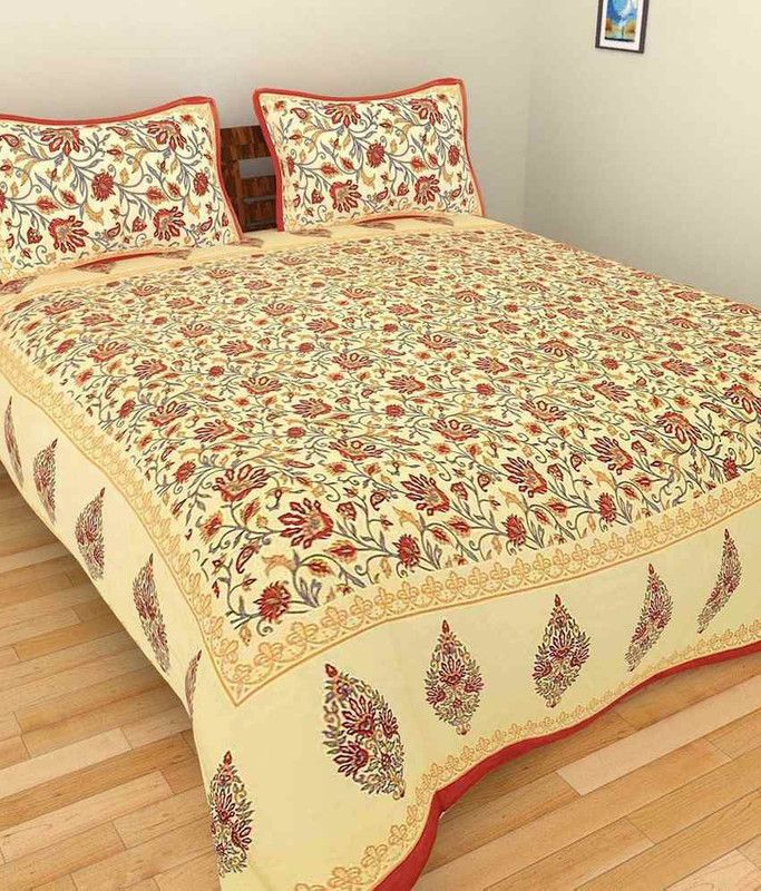 UNIQCHOICE 144 TC Cotton Double Printed Flat Bedsheet  (Multicolor)
