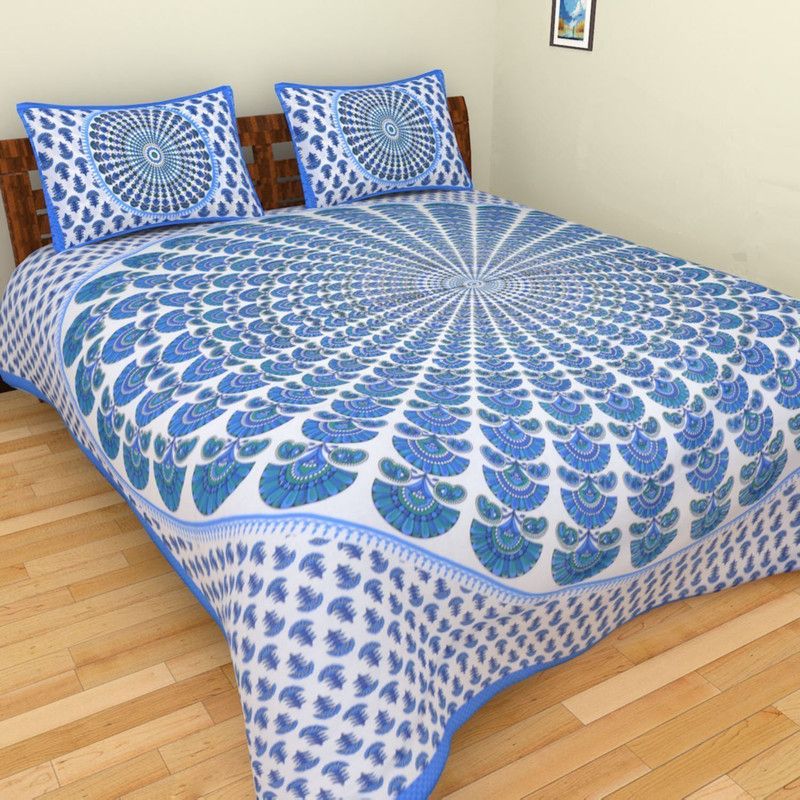 COTTON INDIA RAJASTHANI 200 TC Cotton Double 3D Printed Flat Bedsheet  (Pack of 1, Pink)