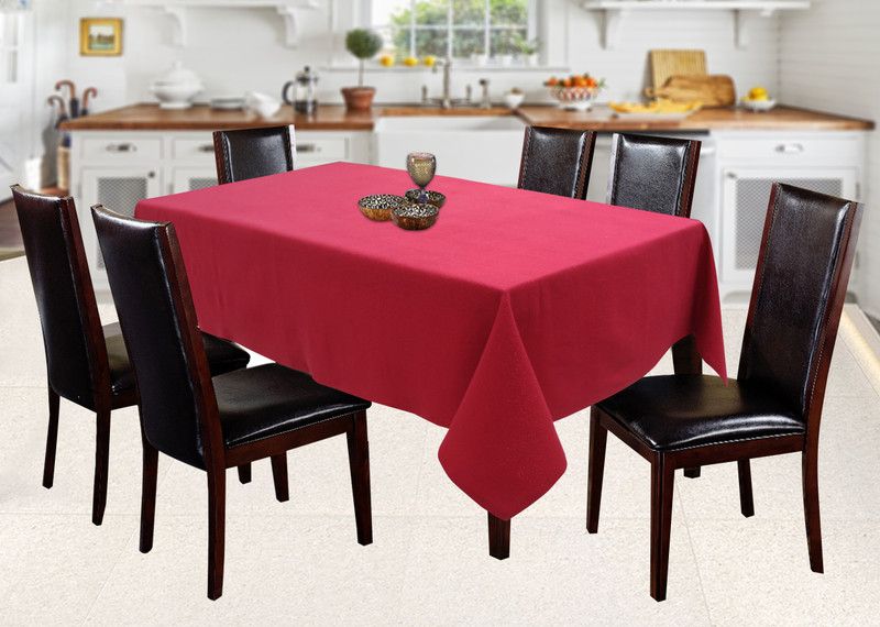AIRWILL Solid 6 Seater Table Cover  (Red, Cotton)