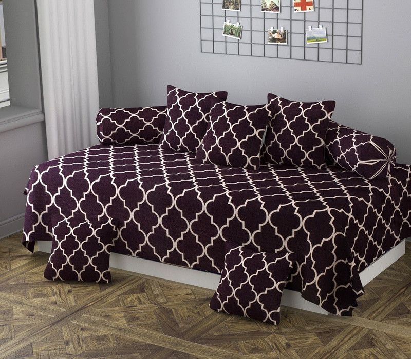Flipkart SmartBuy Polycotton Abstract Diwan Set  (Brown, Beige)