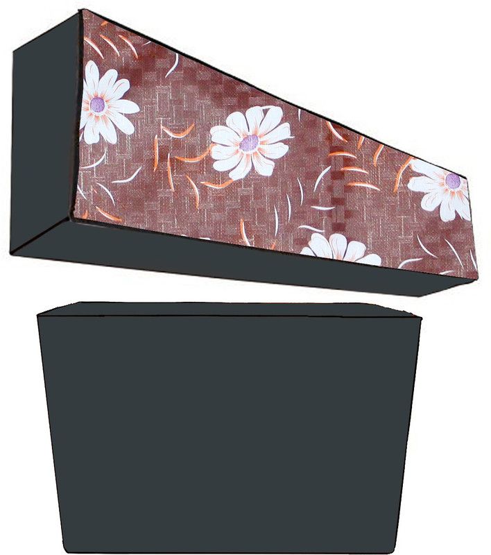 JM Homefurnishings Air Conditioner Cover  (Width: 107 cm, White, Brown)