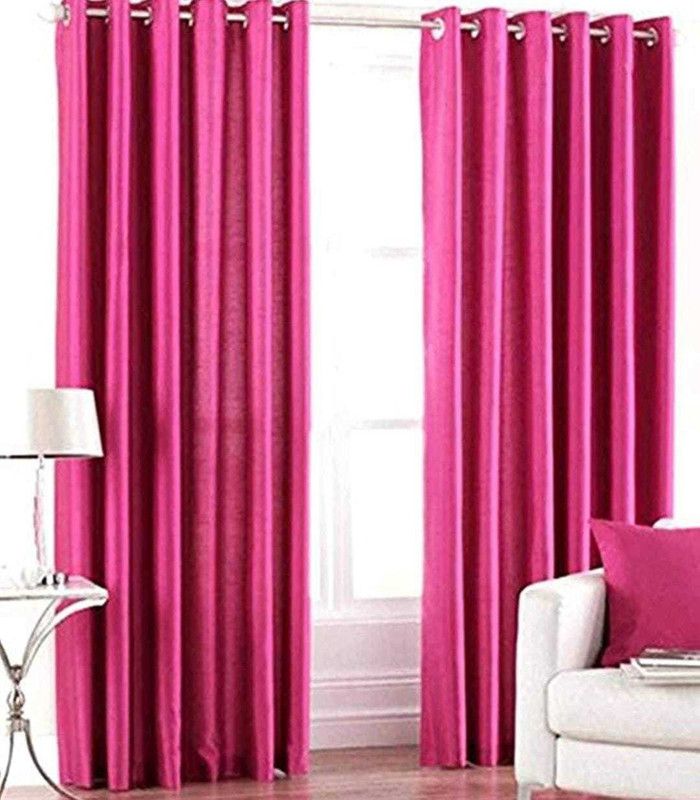 182 cm (6ft) Window Curtain  (Pink, Pack of 2)