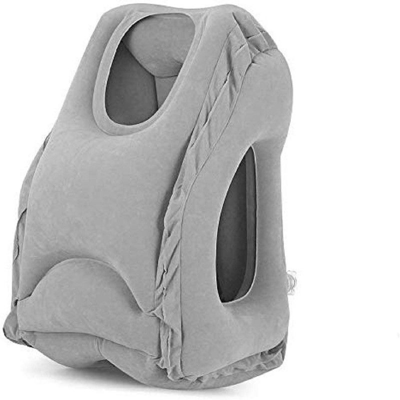 arkit Cotton Solid Travel Pillow Pack of 1  (Grey)