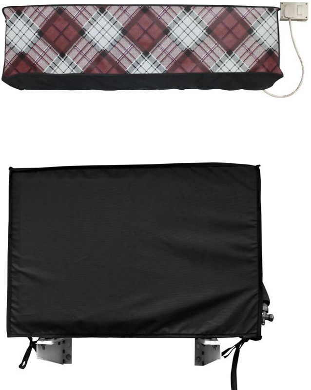 KingMatters Air Conditioner Cover  (Width: 111 cm, Cannon Pink, White)