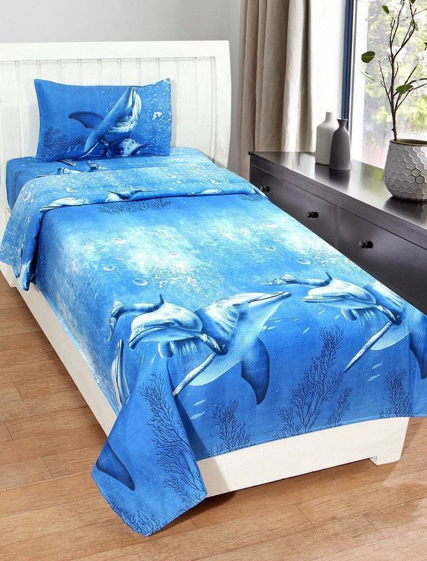 Skytex 140 TC Cotton Single Animal Flat Bedsheet  (Pack of 1, Multicolor)