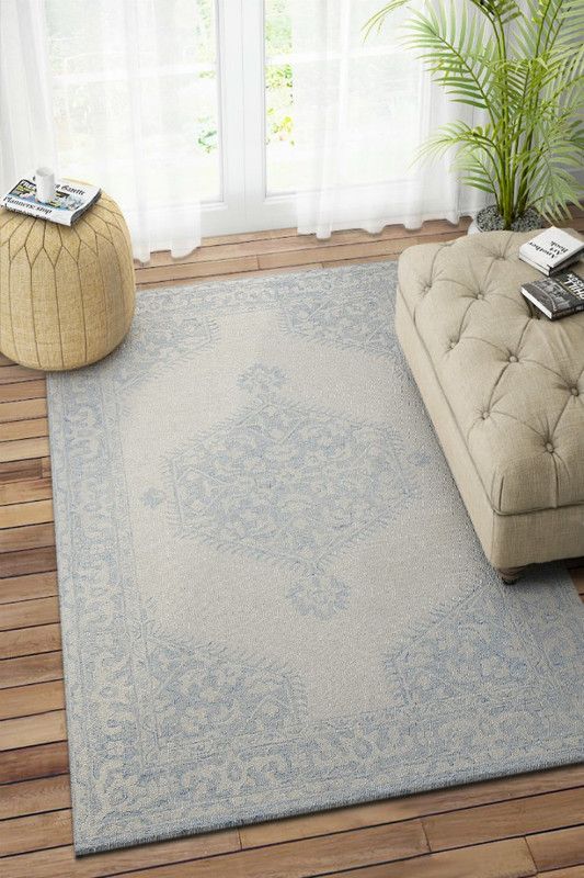IMPERIAL KNOTS Blue Wool Carpet  (152.4 cm, X 243.84 cm, Rectangle)