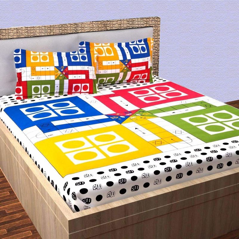 KANDY SHOP 151 TC Cotton Queen Printed Flat Bedsheet  (Pack of 1, Multicolor)
