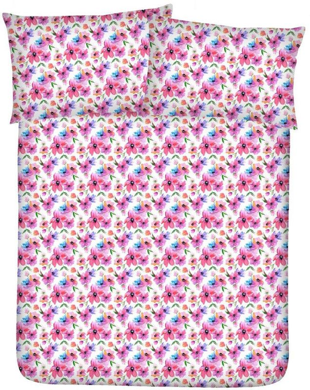 BONVOY 104 TC Microfiber Double Printed Flat Bedsheet  (Pack of 1, Multicolor)