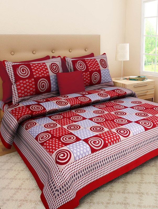 Soft Doubel Bed sheet 144 TC Cotton Double Printed Flat Bedsheet  (Pack of 1, Multicolor)