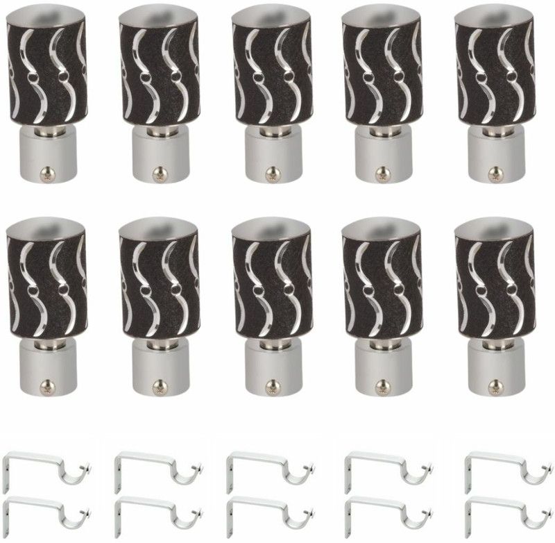 Inkart Black Rod Rail Bracket, Curtain Knobs Metal  (Pack of 20)