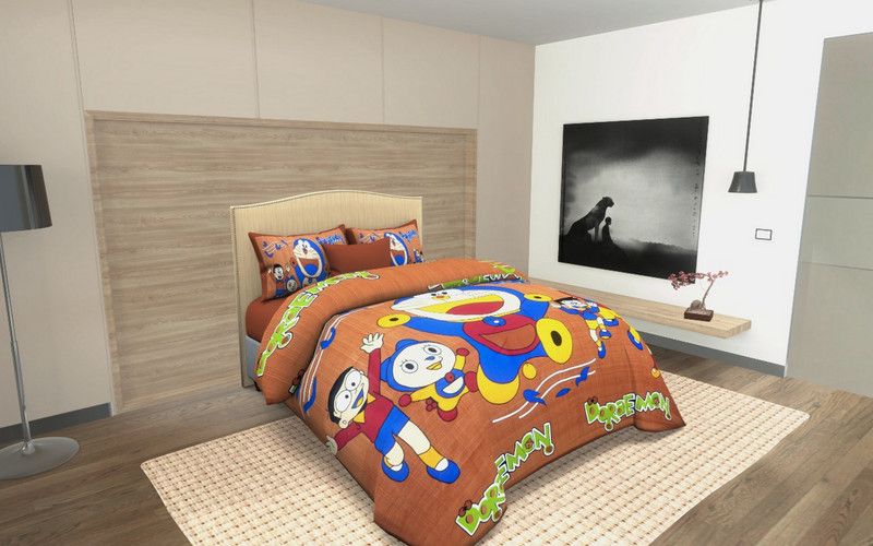 Versatile hut 320 TC Cotton Queen Cartoon Flat Bedsheet  (Pack of 1, Brown)