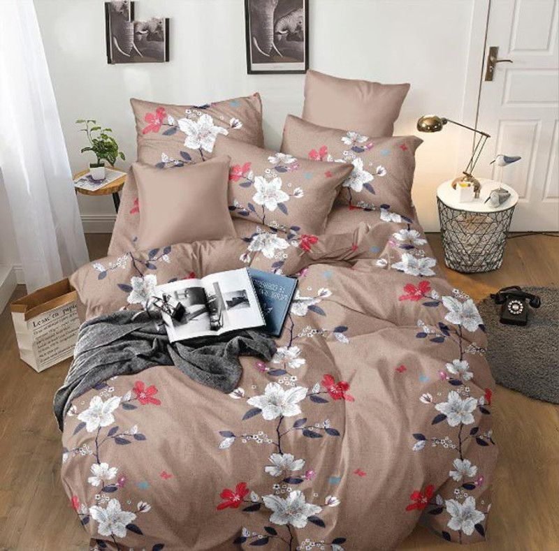 MARUTI TEXTILESS BED SHEET 110 TC Cotton Single Floral Flat Bedsheet  (Pack of 1, Broen)