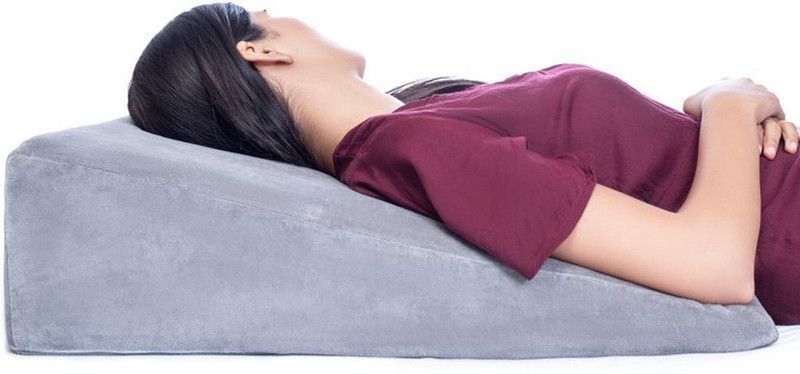 FOVERA ( 26" x 24" x 7" Inches ) Multi Purpose Bed Wedge Pillow with Memory Foam Top - Provides Relief from Acid Reflux, Snoring, Post Surgery Memory Foam Solid Orthopaedic Pillow Pack of 1  (Grey Velvet)