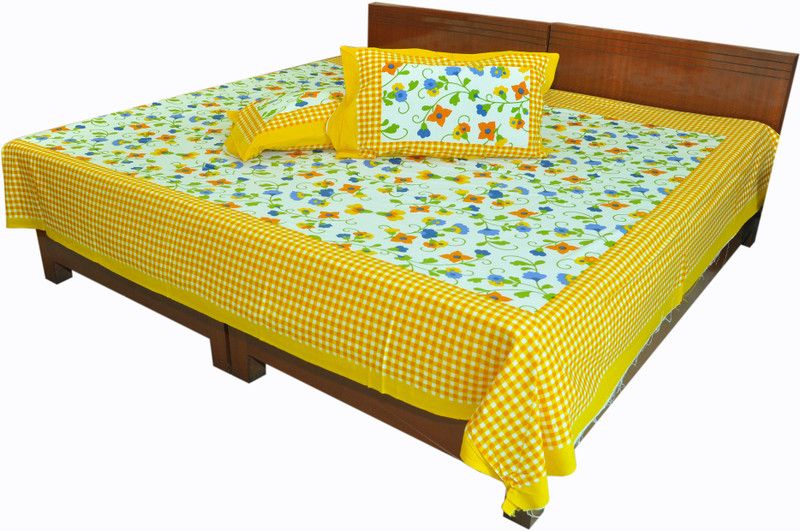 Raj Laxmi 120 TC Cotton Double Checkered Flat Bedsheet  (Pack of 1, Multicolor)