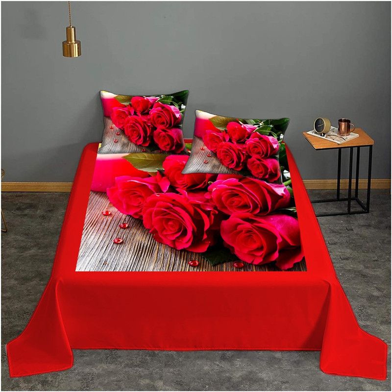 200 TC Velvet Double King Printed Bedsheet  (Pack of 1, Red, Red)