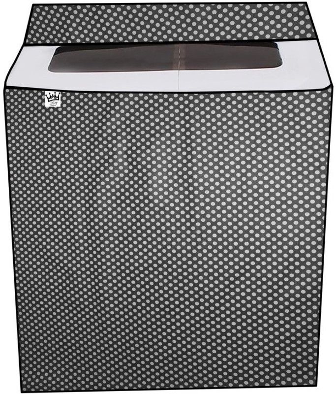 KingMatters Semi-Automatic Washing Machine Cover  (Width: 91 cm, Grey, White)
