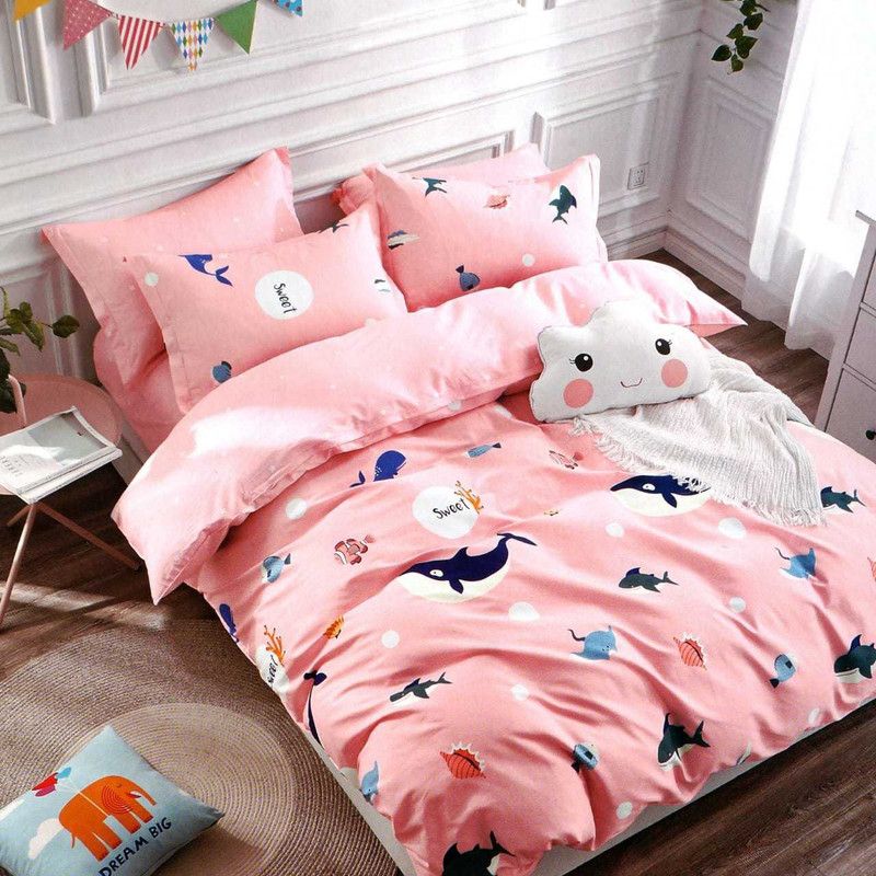KAPRIDO Queen Cotton Duvet Cover  (Peach)