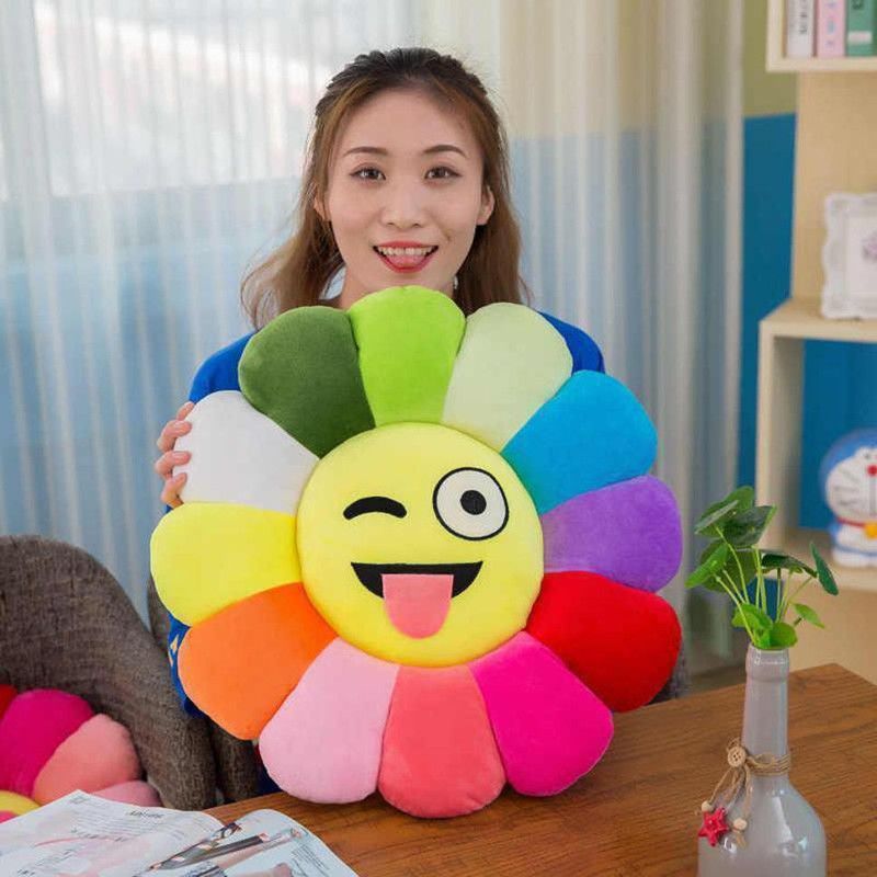 HRDYA Microfibre Smiley Cushion Pack of 1  (Multicolour6)