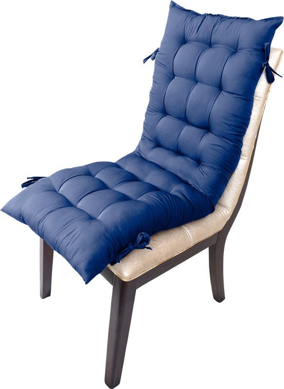 Raghunandi Creations Long Chair Pad Cotton Solid Chair Pad Pack of 1  (Blue)