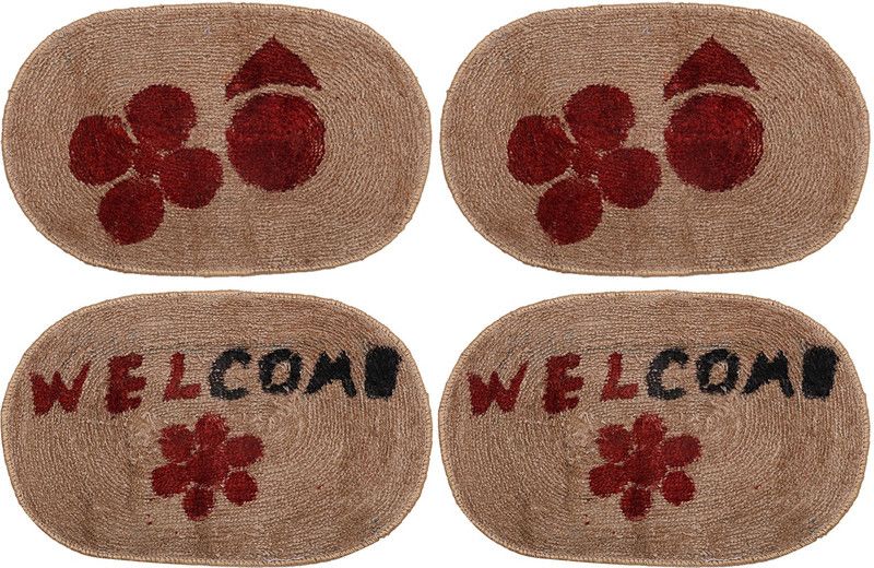 KUBER INDUSTRIES Cotton Door Mat  (Brown, Free, Pack of 4)