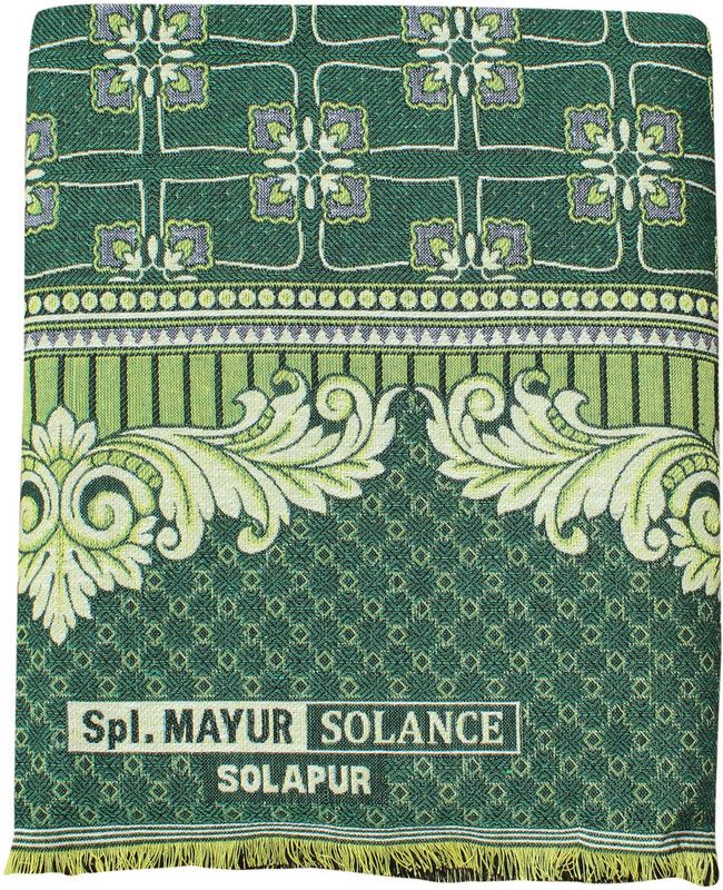 Solance Floral Double AC Blanket for Mild Winter  (Cotton, Green)