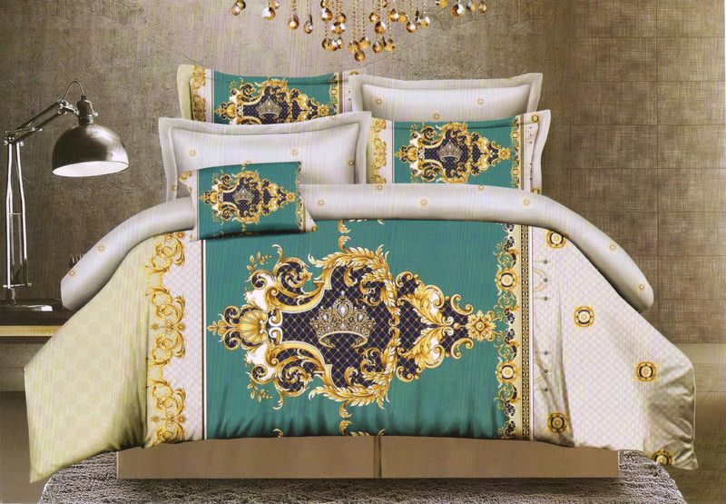 Welhous 220 TC Cotton Double Floral Flat Bedsheet  (Pack of 1, Blue)