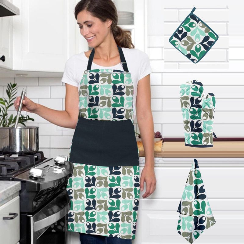 Flipkart SmartBuy Blue Cotton Kitchen Linen Set  (Pack of 4)