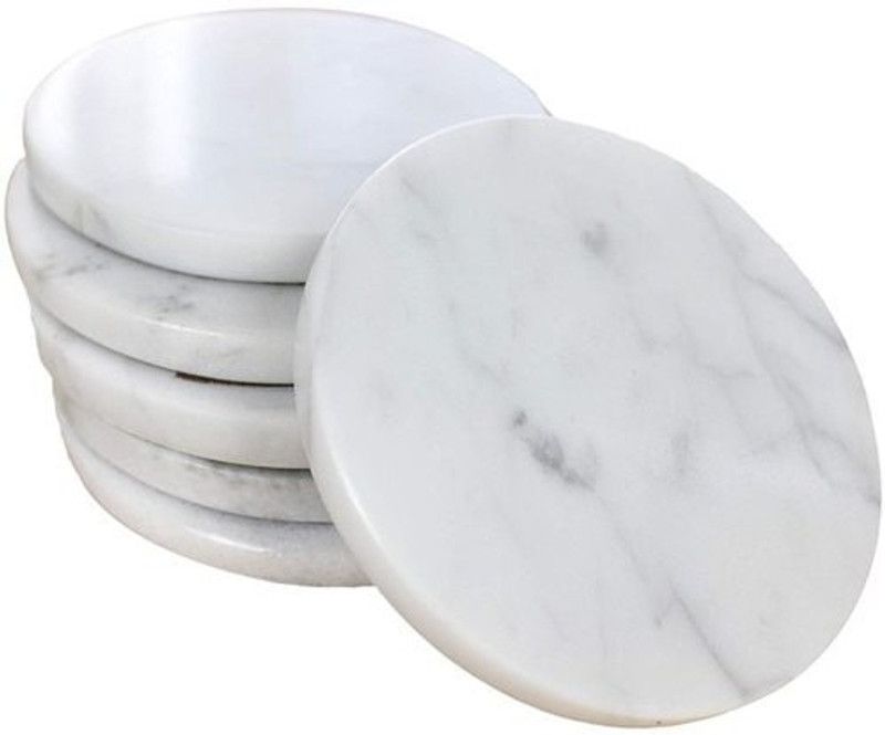 noble foods Round Marble Coaster  (Pack of 6)