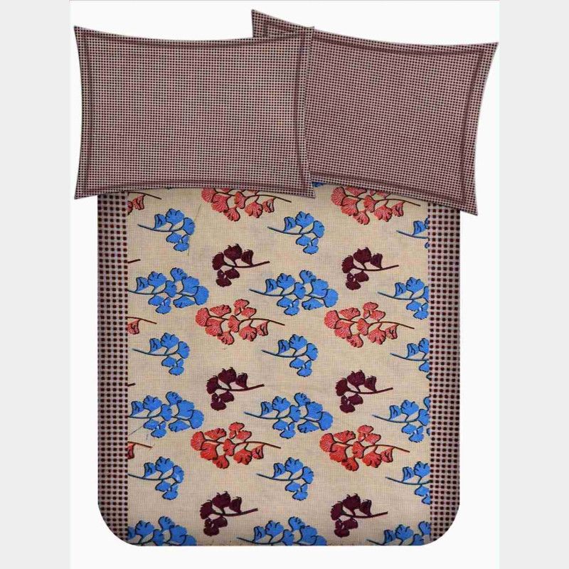 KLS 240 TC Cotton Double Floral Flat Bedsheet  (Pack of 1, Multicolor)