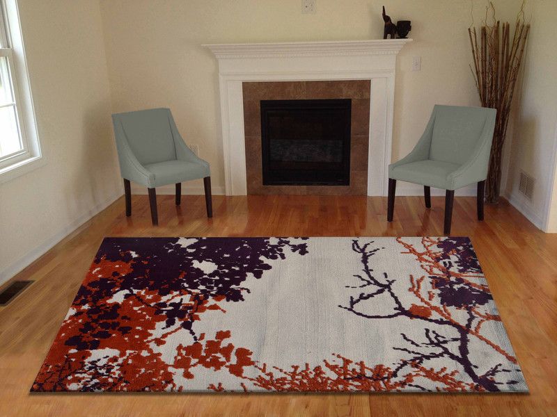 PRESTO BAZAAR Purple, Orange, Beige Polyester Carpet  (153 cm, X 214 cm, Rectangle)