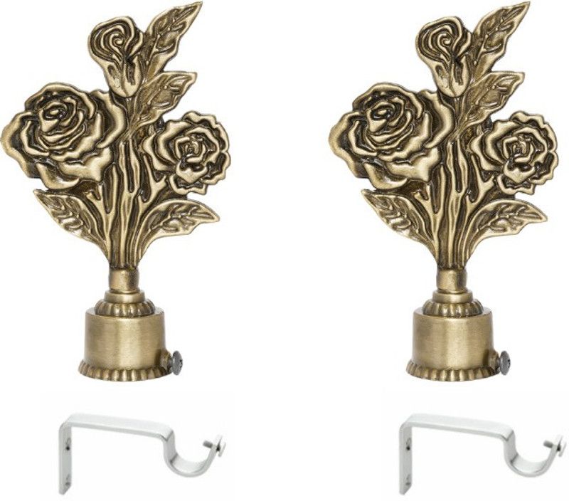 ZAPEX Gold Curtain Knobs, Rod Rail Bracket Metal  (Pack of 2)