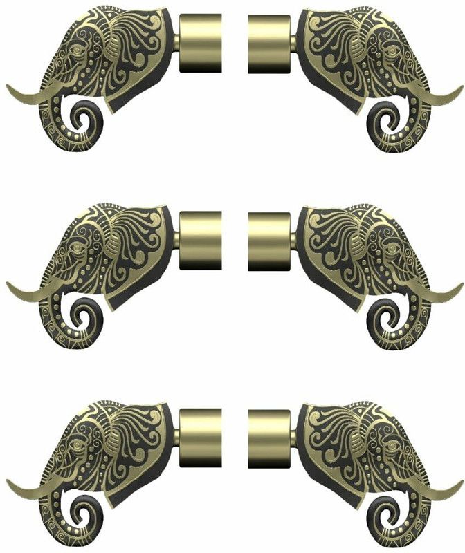 ZYREX Gold Curtain Knobs, Rod Rail Bracket Metal  (Pack of 6)