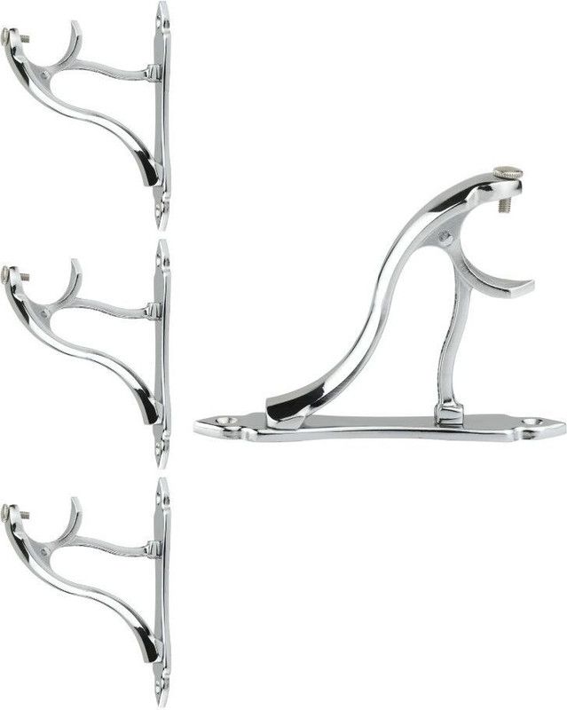 Cronix Silver Rod Rail Bracket Metal  (Pack of 4)
