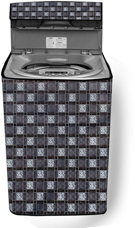 Stylista Top Loading Washing Machine Cover  (Width: 58 cm, Grey, black)