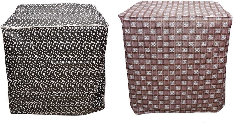 Da Anushi Semi-Automatic Washing Machine Cover  (Width: 56 cm, Dot Black, Lght Brown Check)